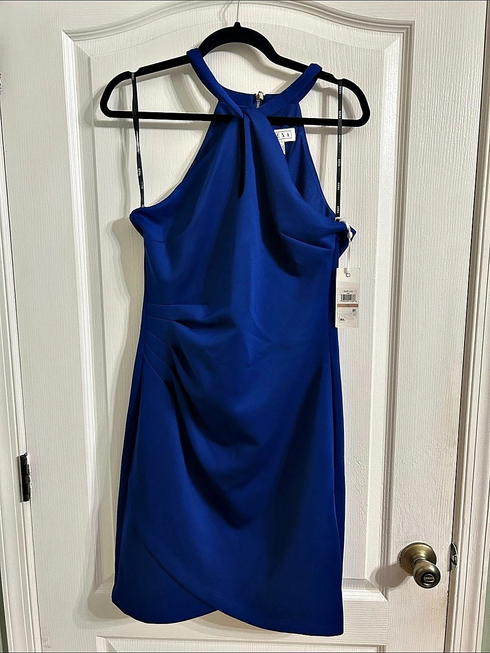 Siena Halter Key Hole twist Dress in Blue Size 12 NWT